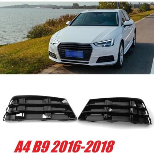 1Pair Front Bumper Fog Light Grille Grill for- A4 B9 2016-2017 Fog Lamp Cover 8WD807681 8WD807682