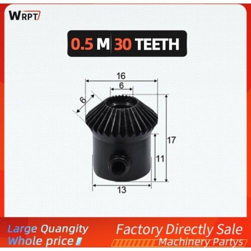 1pcs 0.5Modulus 0.5M30T bore diameter 6mm 30 Teeth 45 Steel Tapered Bevel Gear Wheel Top Screws transmission parts