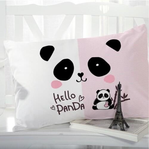 1pc Panda Cartoon Childrens Pillow cover Pillow case Bedding Pillowcase Pillowcovers decorative 50x70 3D for kids baby pink
