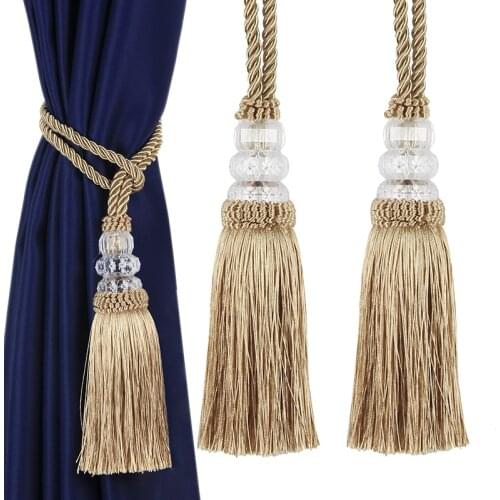 2Pcs Crystal Beads Tassel Hanging Ball Curtain Tieback Rope Craft Tassels Pendant DIY Curtain Accessories Room Decoration
