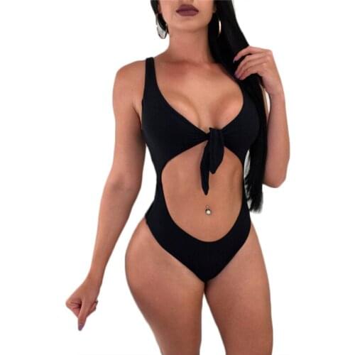 2018 Women Swimsuit One Pieces Swim Wear Female Push Up padded monokinis bandage backless Hollow sexy solid Beach Bather Summer
