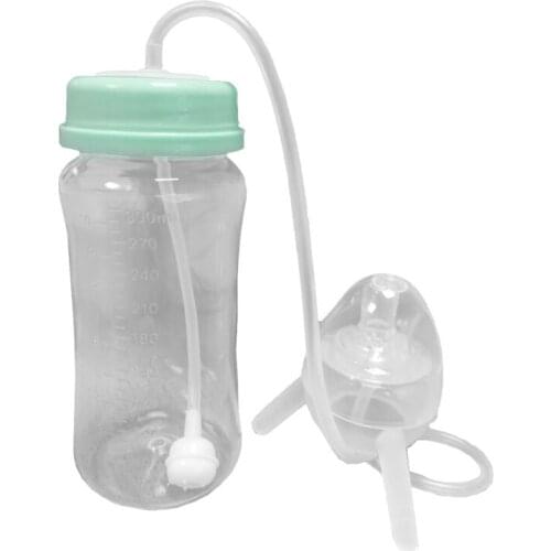 2021 New 300 ml Self-Feeding Baby Bottle with Long Straw Tube Handless Imitation Milk Weaning Bottle Anti-Colic Nursing Feeding