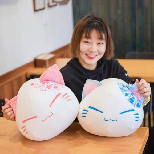 40 CM Nemuneko Sleeping Cat Figure Soft Plush Doll Toys Cute Cherry Blossoms Series Neko Styles Cat Animal Plush Pillow Gift Toy