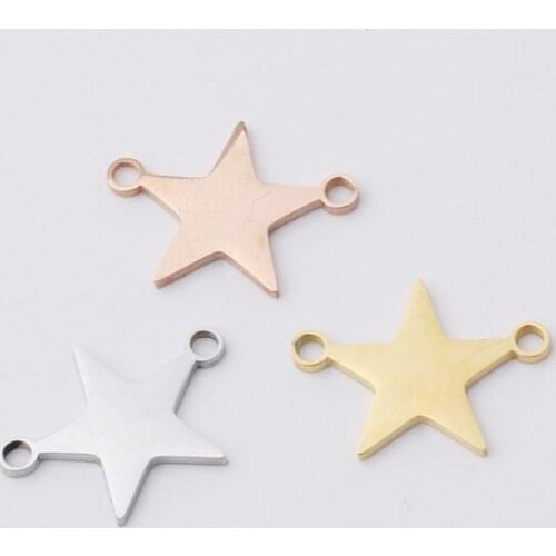 50pc 15*20mm Mirror Finish Stainless steel Mini Star Connector Charm For Necklace DIY Women Handmade Jewelry Making