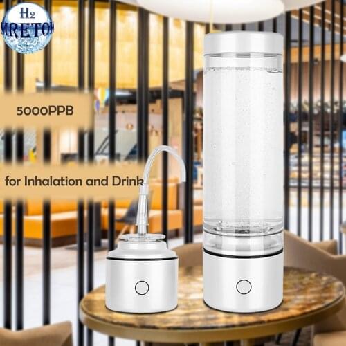 5000PPB Portable Nano Cup Rich Hydrogen Water Generator Bottle SPE PEM Electrolysis Ionizer 250ML Anti-Aging Can Breathe Pure H2