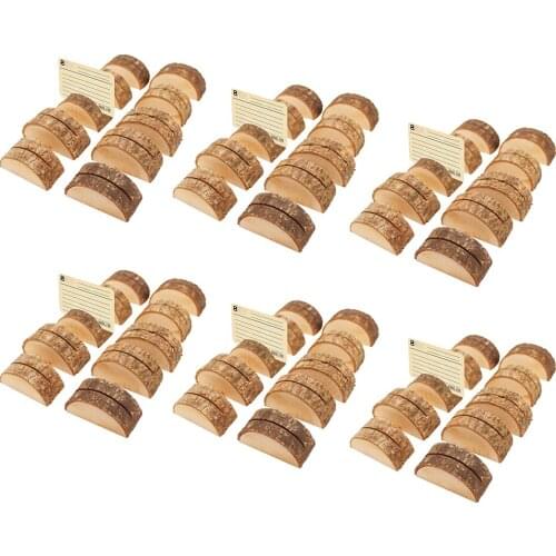 60pcs Wooden Table Number Holders Wooden Place Card Holder Wooden Wedding Card Holder for Home Birthday Party Decoration