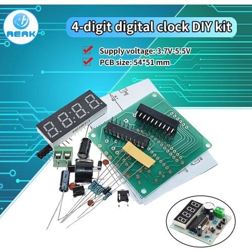 AT89C2051 Digital 4 Bits Electronic Clock Electronic Production Suite DIY Kit