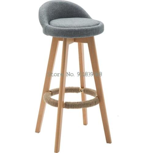 Solid Wood Bar Chair Fashion Creative Bar Chair Modern Simple Bar Table Chair Household Rotary High Footed Stool Bar Stool
