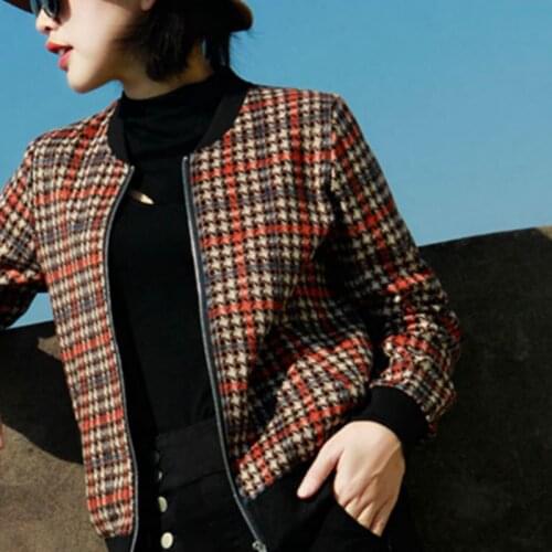 Baseball Dress Womens 2021 Spring Thickened Korean Versatile Plaid Womens Short Jacket