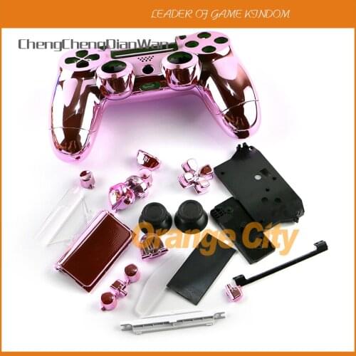 ChengChengDianWan 8 colors Chrome Housing Shell Case with Buttons full controller shell case For PS4 Wireless Controller 20sets