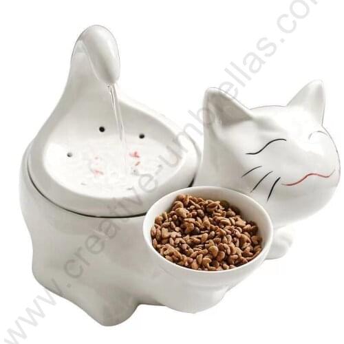 Auto fortune cat ceramic dolomite hygiene anti scratch water dispenser food feeder for drinking and eating house humidifier
