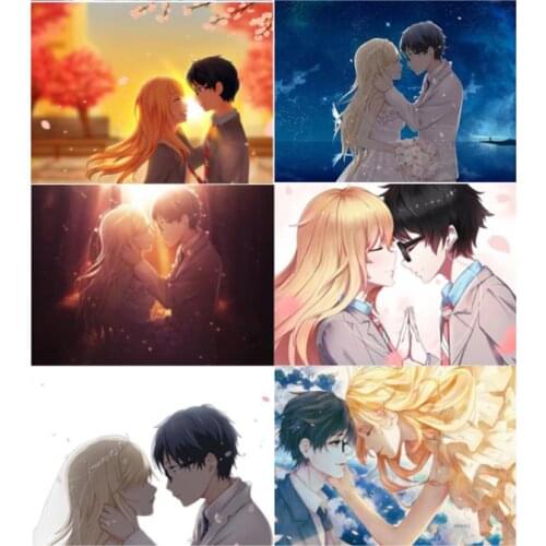 Diy 5D Diamond Painting Anime Couple Embroidery Full Round Drill Cross Stitch Home Decor Rhinestone Wall Sticker Picture GJ170