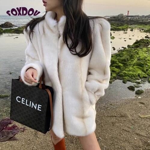 FOXDUO Fur Coats With Collar