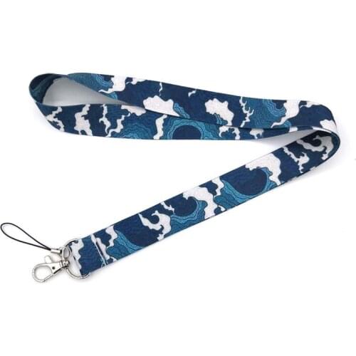 Hokusai Wave Keychain Lanyard For Key ID Badge Holder Mobile Phone Rope Neck Straps Accessories Webbings Ribbons