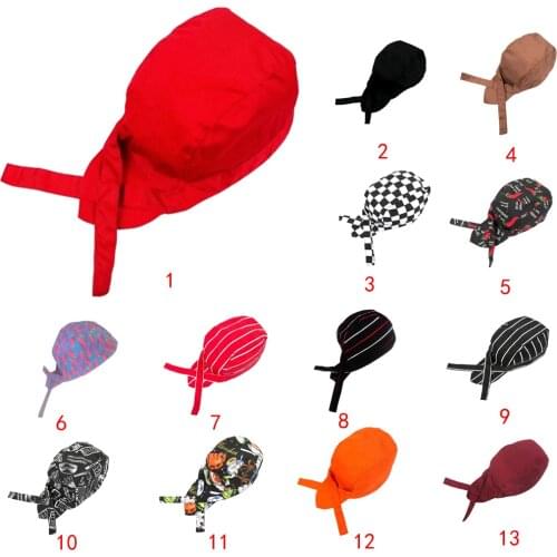 Unisex Chef Skull Cap - Tie Back Hat - Pirate Headwrap Bandana Hat Kitchen Catering Waiter Baker, 11 Pattens for Choose