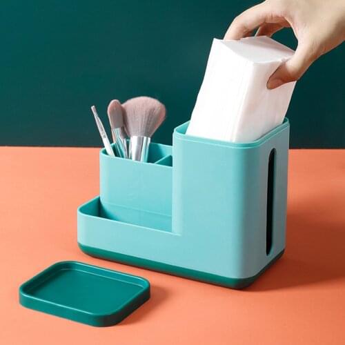 Home Desktop Tissue Box Remote Control Cosmetic Organizer Storage Container Nail Polish Makeup Container Makeup Brush Holder
