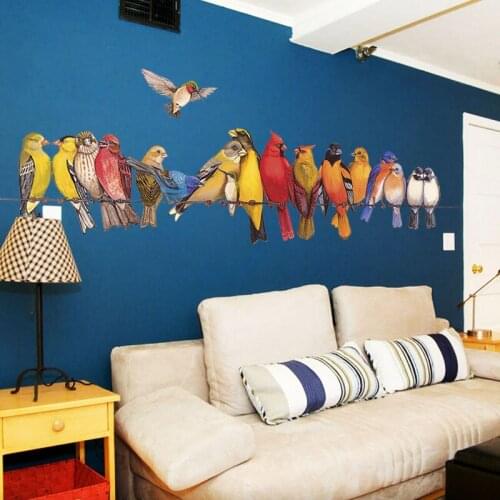 Creative Birds Wall Sticker Modern Teenager VSCO Girl Bedroom Living Room Decor Aesthetic Creative Self-adhesive Wallpaer Art