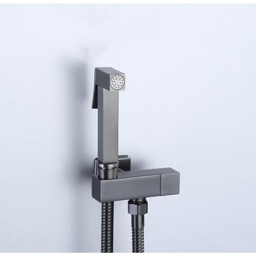 Brass Brushed Gun grey Bathroom Toilet bidet spray set Good Quality copper shower spray set cold water nozzle jet Complete set