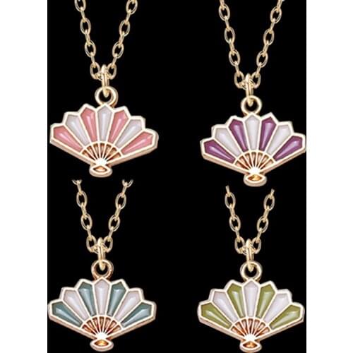Hot Selling colar Metal Alloy Lady Fan Pendant best friend Ornaments Jewelry Accessories Birthday Party Gift Factory Wholesale