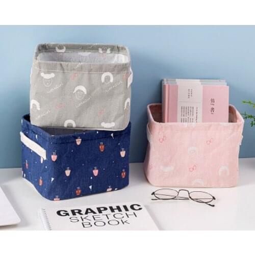 Linen Desktop Storage Box Waterproof Toy Sundries Storage Basket Cosmetic Underware Storage Organizer Office Stationery