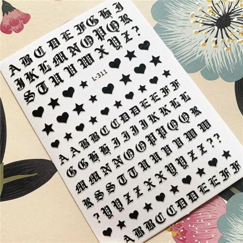 L-311 L-129 English letter word ABC 3D Back glue Nail decal Nail sticker Nail decoration Nail art Nail tool Nail ornament