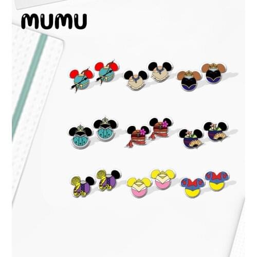 2021 New Mickey Mouse Princess Stud Earring Funny Head Epoxy Jewelry Resin Acrylic Earrings Handmade Gifts Fan