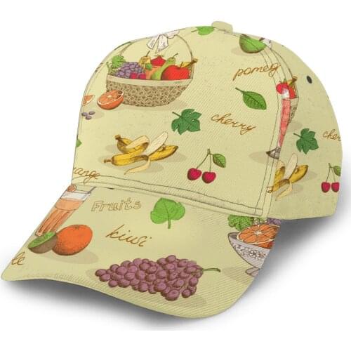 2021 Summer New Unisex Outdoor Sport Sunscreen Baseball Hat Running Visor Cap Vintage Fruits