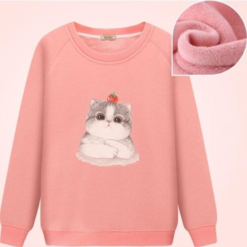 New Fashion Autumn Winter Female Casual Coats Women Pullover Loose Women Inside Cartoon Sweatshirt Thick Velet Girl Fleece WZ079