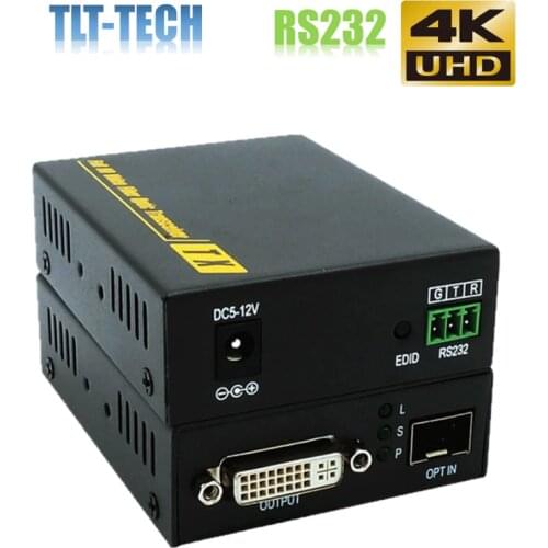 One pair 4K DVI Extender DVI Signal to fiber optical Converter 20KM Single mode LC connector RS232