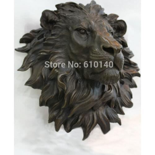 The huge Lion head flat bronze sculpture statue The art hanging wall