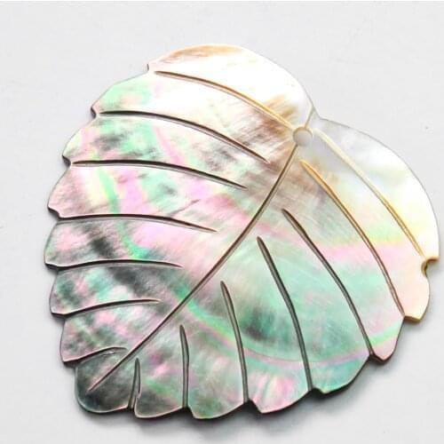 2pcs Natural Black Tahiti Lip Sea Shell Leaf Charms Handmade DIY Earrings Dangle Necklace Pendant Jewelry Making Accessories