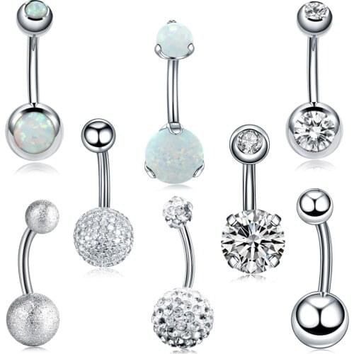 1PC Steel CZ Gem Navel Belly Piercings Opal Ombligo Belly Button Piercings Dangle Earring Piercings Hot Summer Jewelry 14G