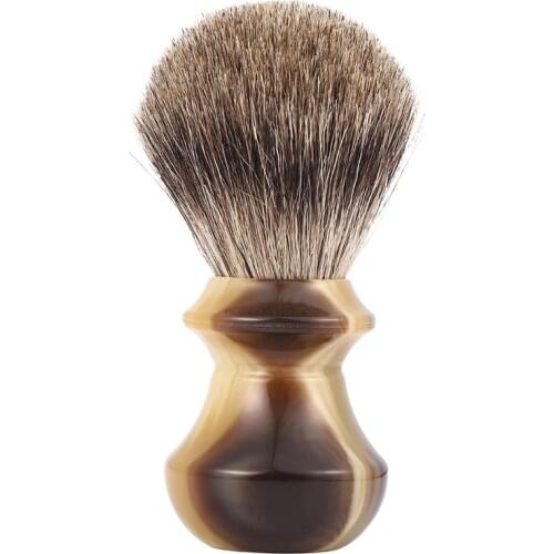 Wet Shaving Brush 24mm Pure Badger Hair Knot Imitation Horn Resin Handle Beard Brush For Men Barber Tools