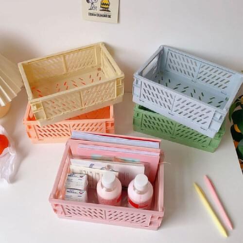 Collapsible Crate Folding Storage Box Plastic Basket Utility Cosmetic Container Desktop Holder Home Storage Box