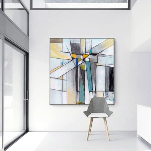 Modern Nordic Abstract Posters and Prints Colorful Lines Square Canvas Painting Wall Pictures for Living Room Cuadros Home Decor