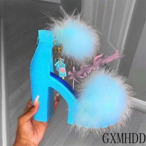 Block Heels 10cm Platform Pumps Women Wedding Shoes 2021 Spring Buckle High Heel Shoes Ladies Party Office Shoe White 41