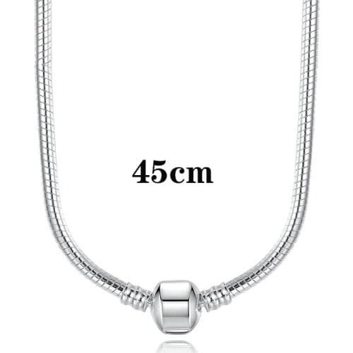 BAOPON 45CM Length Silver Color Charm Necklace Snake Chain Fit Brand Original Pendant Necklaces For Women Lover DIY Jewelry Gift