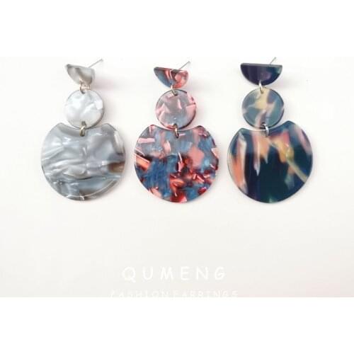 QUMENG Earrings Jewelry for women Acrylic Acetic Bohemian 2020 korean Long Dangle drop earrings New Fashion Jewelry Luxury