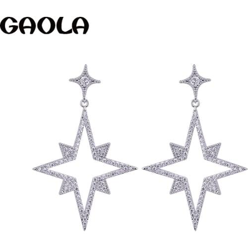 GAOLA 2017 Classic Silver Plated Plant Shape Cubic Zirconia Stud Earrings for Woman GLE5588