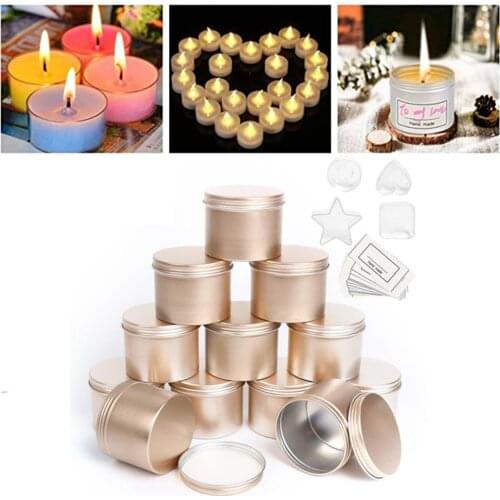 12 Pack Metal Candle Tins with 4 Plastic Candle Making Cup Round Aluminium Candle Jars Empty Containers with Screw Lids