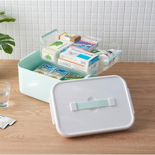 2 Layer Portable Multifunctonal Storage Box First Aid Kit Organizer with Handle Portable Kits Drug for Household Medical Kit Box
