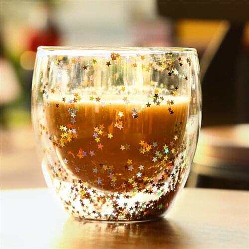 250ML 350ML Starry Sky Double-layer Borosilicate Glass Creative Heat-resistant Coffee Milk Cup Daily Life Holiday Gift