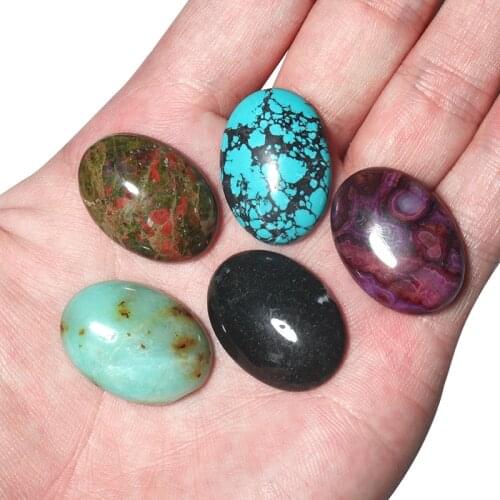 5pcs18x15mm Natural Stone Cabochon Beads Agate Turquoise Flatback Shape DIY Cabochon Setting Beads For Jewelry Making Finding