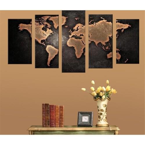 5 Piece Wall Art Canvas Painting Still Life World Map Poster Collection Nordic Decoration Home Living Bedroom Pictures