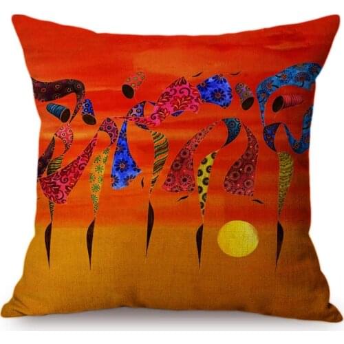 Abstract Africa Impression Dancing Africa Women Home Decor Throw Pillow Cover Gold Sunset Oil Painting Art Gallery Cushion cover