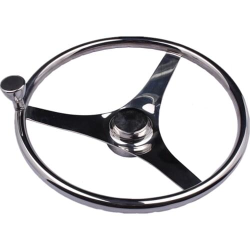 Boat Accessories Marine 13.5 inch Boat Marine Stainless Steel Steering Wheel 3 Spoke Style With Knob