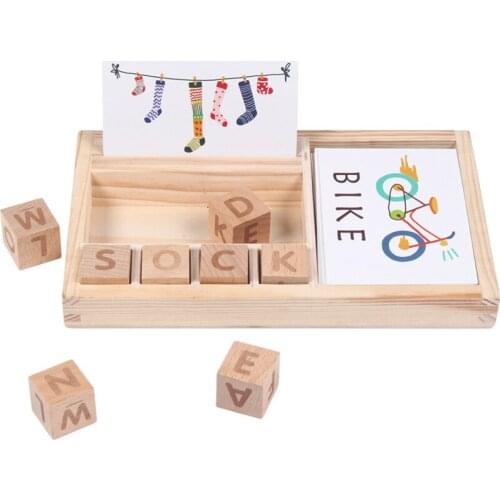 Wooden Building Blocks Word Spelling Game Children Early Education Toys Child Learning Wooden Brick Toys for Children
