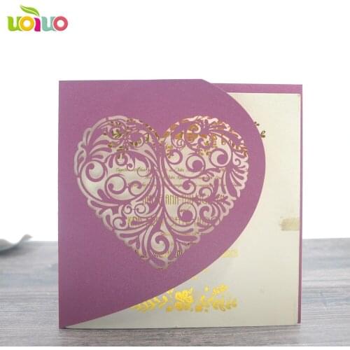 Heart design laser cut handmade wedding invitation cards invitation cards