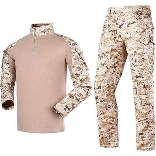 Men Military Airsoft Paintball BDU Uniform Combat Frog Tactical Desert Digital Desert camouflage set Without protective gear