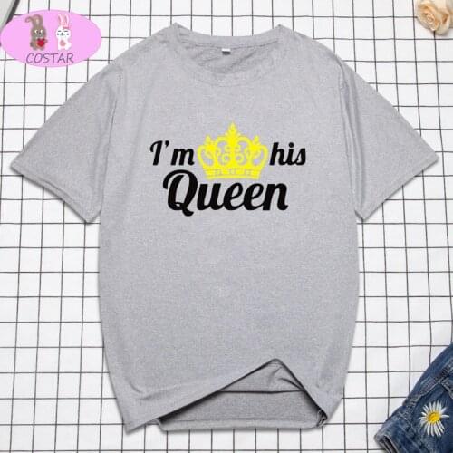 COSTAR Hot Printed I Am King Queen Printed Cotton Soft Wearing Fashion T-shirt Harajuku Unisex Tees